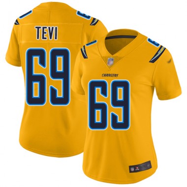 Los Angeles Chargers NFL Football Sam Tevi Gold Jersey Women Limited 69 Inverted Legend